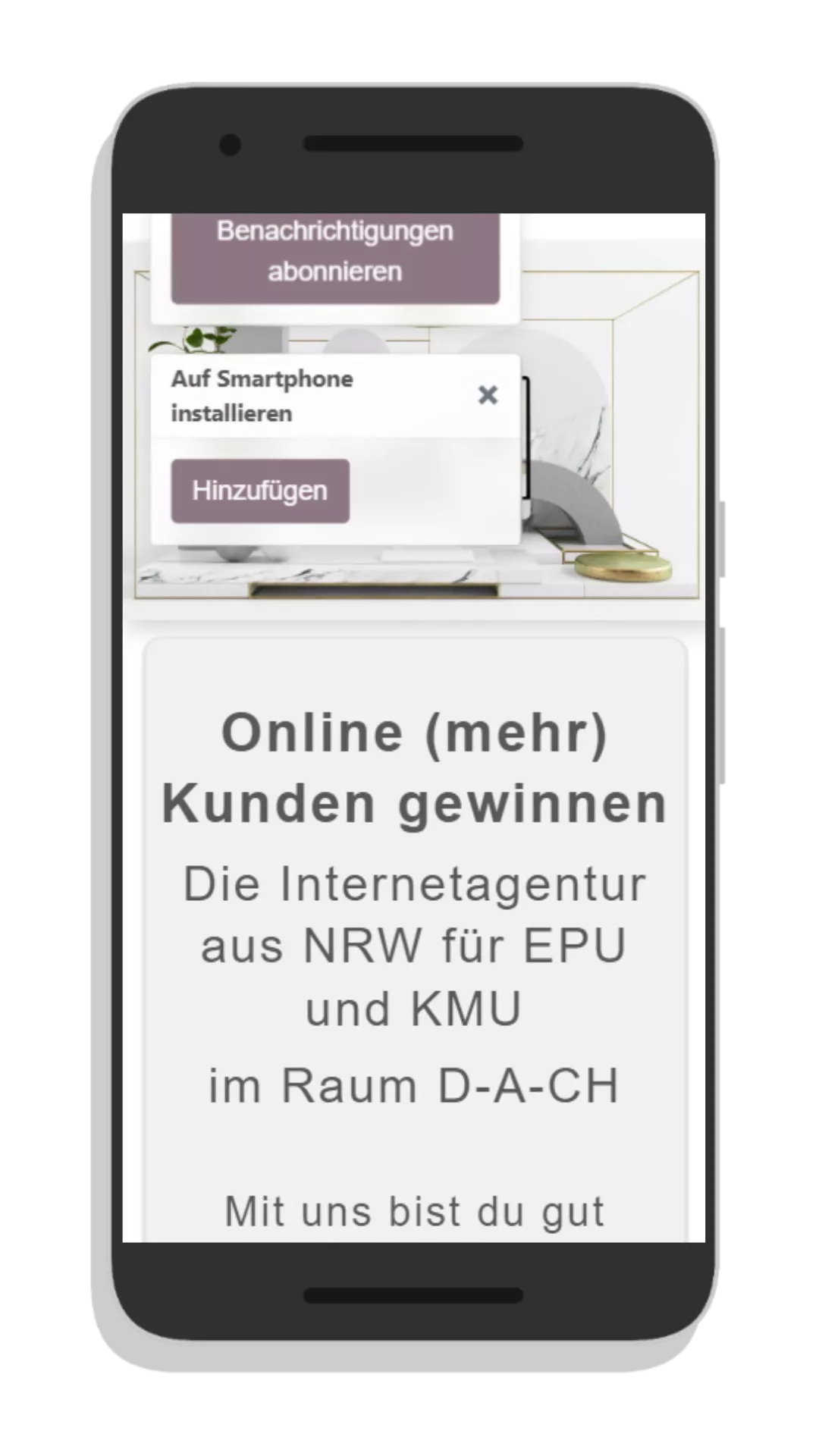 Ansicht mobile Website