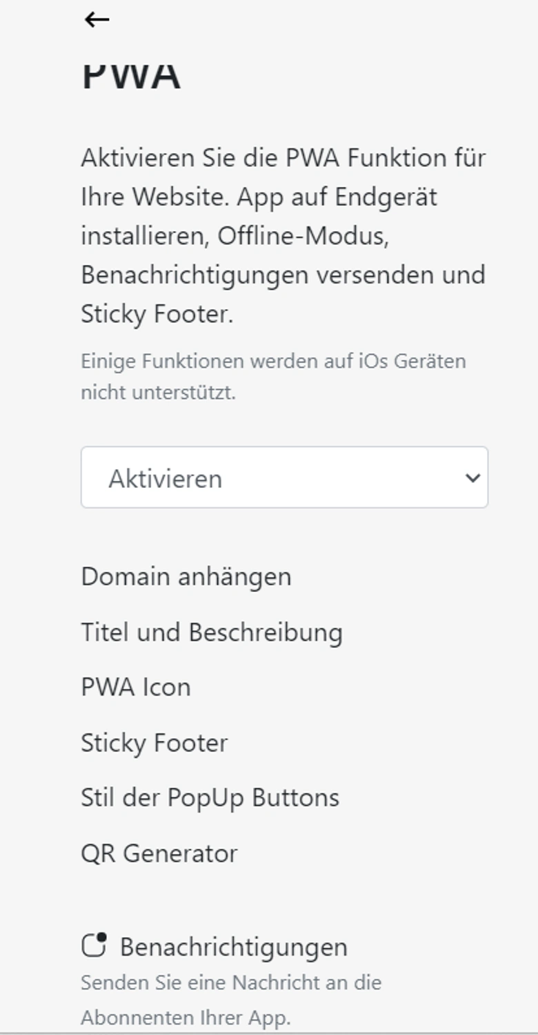 PWA im Worldsoft Site Wizard