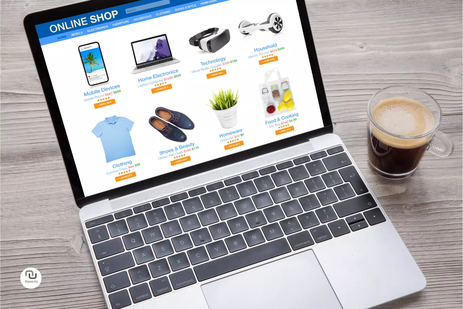 Online Shop am Laptop und am Smartphone