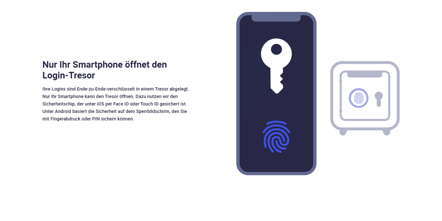 Mit deinem Smartphone öffnest du den Login Tresor.