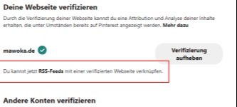 RSS Feed bei Pinterest hinterlegen