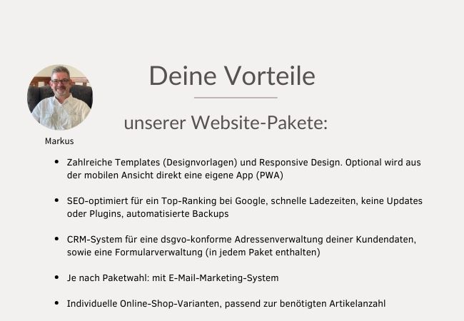 Vorteile Website-Pakete